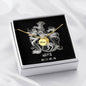 Aries Zodiac 03.21 - 04.19 Mom Angel Wing Charms Pendant Cable Chain Necklace with Luxury Mahogany Box w/LED