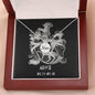 Aries Zodiac 03.21 - 04.19 Mom Angel Wing Charms Pendant Cable Chain Necklace with Luxury Mahogany Box w/LED
