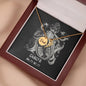 Cancer Zodiac 06.21 - 07.22 Dad Angel Wing Pendant Cable Chain Necklace with Luxury Mahogany Box w/LED