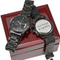 Black Chronograph Watch 'Fuck Average Be Legendary' Engraved with Luxury Mahogany Box w/LED