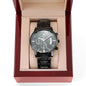 Black Chronograph Watch 'Fuck Average Be Legendary' Engraved with Luxury Mahogany Box w/LED