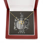 Pisces Zodiac 02.19 - 03.20 Everlasting Love Interwoven Hearts Pendant Cable Chain Necklace withLuxury Mahogany Box w/LED