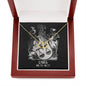 Libra Zodiac 09.23 - 10.22 Delicate Interwoven Double Hearts Cable Chain Necklace with Luxury Mahogany Box w/LED