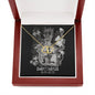 Sagittarius Zodiac Gold Infiniite Hearts Necklace with Luxury Mahogany Box w/LED