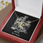 Aries Zodiac 03.21 - 04.19 Everlasting Love Interwoven Gold Hearts Pendant Cable Chain Necklace with Luxury Mahogany Box w/LED