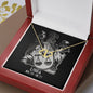 Libra Zodiac 09.23 - 10.22 Delicate Interwoven Double Hearts Cable Chain Necklace with Luxury Mahogany Box w/LED