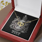 Aquarius Zodiac 01.20 - 02.18 Stunning Delicate Interwoven Double Gold Hearts Necklace with Luxury Mahogany Box w/LED