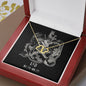 Leo Zodiac 07.23 - 08.22 Everlasting Love Interwoven Gold Hearts Pendant Cable Chain Necklace with Luxury Mahogany Box w/LED