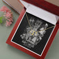 Sagittarius Zodiac Gold Infiniite Hearts Necklace with Luxury Mahogany Box w/LED