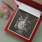 Pisces Zodiac 02.19 - 03.20 Everlasting Love Interwoven Hearts Pendant Cable Chain Necklace withLuxury Mahogany Box w/LED