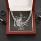 Pisces Zodiac 02.19 - 03.20 Timeless Strength Cuban Link Chain Necklace with Luxury Mahogany Box w/Led