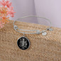 Virgo Zodiac 08.23 - 09.22 Engravable Circle Pendant Bangle Bracelet