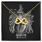Scorpio Zodiac 10.23 - 11.21 Love You Until The End Of Time Infinity Hearts Pendant Cable Chain Necklace with Luxury Mahogany Box w/LED