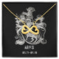 Aries Zodiac 03.21 - 04.19 Love You Until The End Of Time Infinity Hearts Pendant Cable Chain Necklace with Luxury Mahogany Box w/LED