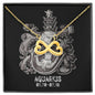 Aquarius Zodiac 01.20 - 02.18 Love You Until The End Of Time Infinity Hearts Pendant Cable Chain Necklace with Luxury Mahogany Box w/Led