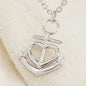 Pisces Zodiac 02.19 -03.20 Grounding Force Love Heart Anchor Pendant Cable Chain Necklace with Luxury Mahogany Box w/LED