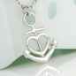 Pisces Zodiac 02.19 -03.20 Grounding Force Love Heart Anchor Pendant Cable Chain Necklace with Luxury Mahogany Box w/LED