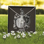 Pisces Zodiac 02.19 -03.20 Grounding Force Love Heart Anchor Pendant Cable Chain Necklace with Luxury Mahogany Box w/LED