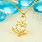 Pisces Zodiac 02.19 -03.20 Grounding Force Love Heart Anchor Pendant Cable Chain Necklace with Luxury Mahogany Box w/LED