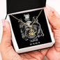 Taurus Zodiac 04.20 - 05.20 Grounding Force Love Heart Anchor Pendant Cable Chain Necklace with Luxury Mahogany Box w/LED