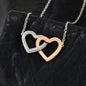 Pisces Zodiac 02.19 - 03.20 Neverending Love Interlocking Hearts Cable Chain Necklace with Luxury Mahogany Box w/LED
