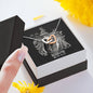 Scorpio Zodiac 10.23 - 11.21 Interlocking Double Hearts Pendant Cable Chain Necklace with Luxury Mahogany Box w/LED