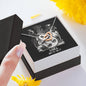 Libra Zodiac 09.23 - 10.22 Endless Love Interlocking Double Hearts Cable Chain Necklace with Luxury Mahogany Box w/LED
