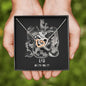 Leo Zodiac 07.23 - 08.22 Never Ending Love Interlocking Hearts Pendant Cable Chain Necklace with Luxury Mahogany Box w/LED