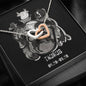 Taurus Zodiac 04.20 - 05.20 Never Ending Love Interlocking Hearts Pendant Cable Chain Necklace with Luxury Mahogany Box w/LED