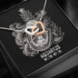 Aquarius Zodiac 01.20 - 02.18 Interlocking Double Heart Pendant Cable Chain Necklace with Luxury Mahogany Box w/LED