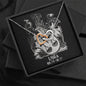 Libra Zodiac 09.23 - 10.22 Endless Love Interlocking Double Hearts Cable Chain Necklace with Luxury Mahogany Box w/LED