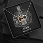 Gemini Zodiac 05.21 - 06.20 Never Ending Love Interlocking Hearts Pendant Cable Chain Necklace with Luxury Mahogany Box w/LED