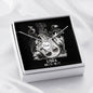Libra Zodiac 09.23 - 10.22 Dad Angel Wing Necklace with Luxury Mahogany Box w/LED