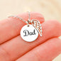 Pisces Zodiac 02.19 - 03.20 Dad Angel Wing Charm Pendant Cable Chain Necklace with Luxury Mahogany Box w/LED