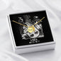 Libra Zodiac 09.23 - 10.22 Dad Angel Wing Necklace with Luxury Mahogany Box w/LED