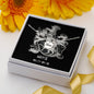 Aries Zodiac 03.21 - 04.19 Mom Angel Wing Charms Pendant Cable Chain Necklace with Luxury Mahogany Box w/LED