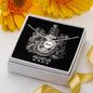 Aquarius Zodiac 01.20 - 02.18 Mom Angel Wing Pendant Cable Chain Necklace with Luxury Mahogany Box w/LED