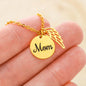 Aquarius Zodiac 01.20 - 02.18 Mom Angel Wing Pendant Cable Chain Necklace with Luxury Mahogany Box w/LED