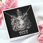 Aquarius Zodiac 01.20 - 02.18 Unbreakable Bond Love Knot Pendant Cable Chain Necklace with Luxury Mahogany Box w/LED