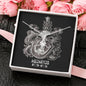 Zodiac Sign Cards Alluring Ribbon Drop Pendant Cable Chain Necklace with Luxury Mahogany Box w/LED