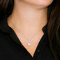 Zodiac Sign Cards Alluring Ribbon Drop Pendant Cable Chain Necklace with Luxury Mahogany Box w/LED