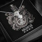 Zodiac Sign Cards Alluring Ribbon Drop Pendant Cable Chain Necklace with Luxury Mahogany Box w/LED