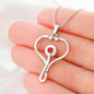 Pisces Zodiac 02.19 - 03.20 Love and Care Swarovski Crystal Heart Stethoscope Pendant Cable Chain Necklace with Luxury Mahogany Bow w/LED
