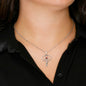 Pisces Zodiac 02.19 - 03.20 Love and Care Swarovski Crystal Heart Stethoscope Pendant Cable Chain Necklace with Luxury Mahogany Bow w/LED