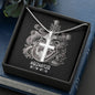 Zodiac Sign Cards Artisan Crafted Stainless Steel Cross Pendant Snake Chain Necklace with Luxury Mahogany Box w/LED