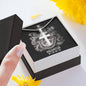 Zodiac Sign Cards Artisan Crafted Stainless Steel Cross Pendant Snake Chain Necklace with Luxury Mahogany Box w/LED