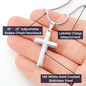 Zodiac Sign Cards Artisan Crafted Stainless Steel Cross Pendant Snake Chain Necklace with Luxury Mahogany Box w/LED