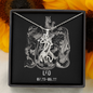 Leo Zodiac 07.23 - 08.22 Graceful Love Giraffe Pendant Cable Chain Necklace with Luxury Mahogany Box w/LED