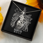 Scorpio Zodiac 10.23 - 11.22 Graceful Love Giraffe Pendant Cable Chain Necklace with Luxury Mahogany Box w/LED