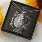 Pisces Zodiac 02.19 - 03.20 Graceful Love Giraffe Pendant Cable Chain Necklace with Luxury Mahogany Box w/Led